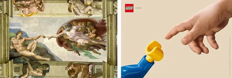Art Michel-Ange x Lego - La création d'Adam