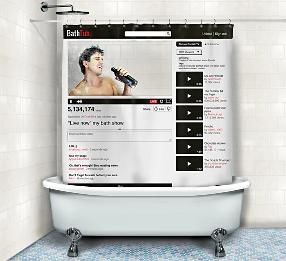 Devenez une star avec le rideau de douche Youtube