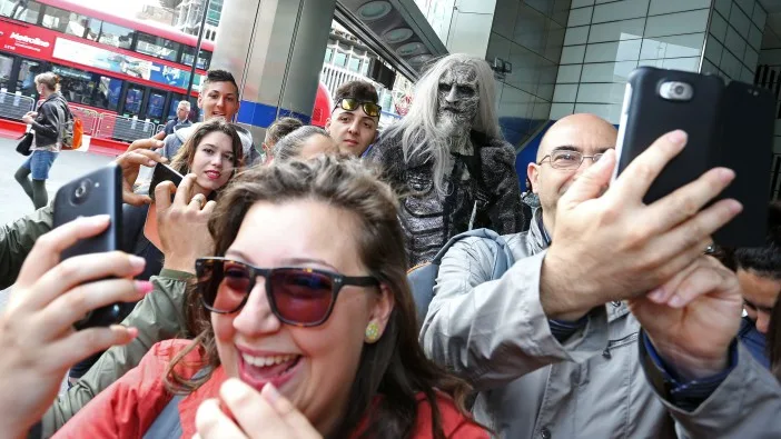 A Game of Thrones Whitewalker is spotted on the streets of Central London to celebrate the release of the fifth season on Digital HD