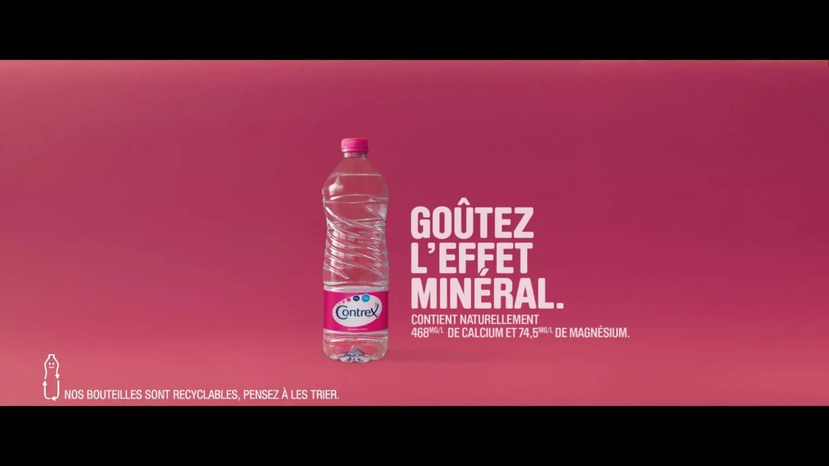 "Goutez l’effet minéral" ; Gouttez Contrex